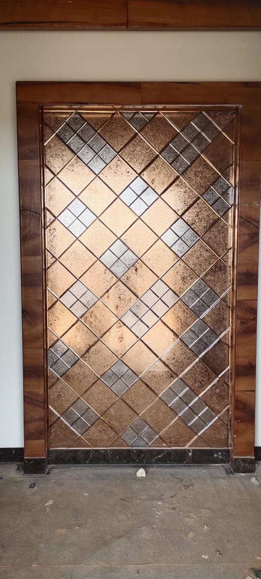 Copper diamond decorative glass panel
